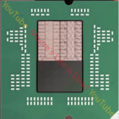 Er is nieuwe informatie opgedoken over de Zen 7-architectuur van AMD; afgebeeld: een AMD Zen 7 CCD (bron: Moore's Law is Dead op YouTube)