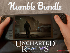 De Uncharted Realms-bundel blijft geldig tot 23 augustus 2025. Afgebeeld: Steam Deck met Fort Solis. (Afbeeldingsbron: Notebookcheck, Steam en Humble Bundle - bewerkt)