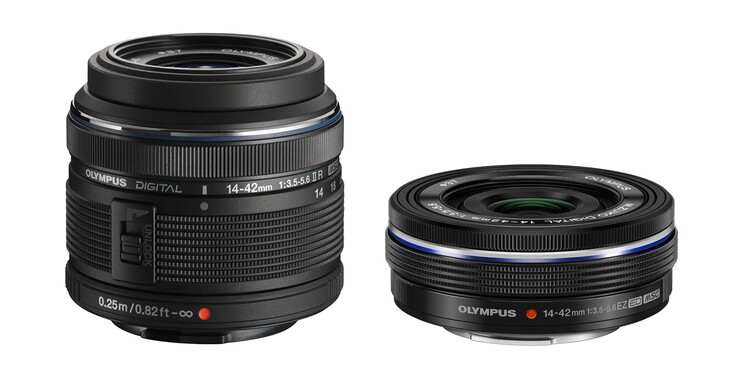 Naast de 14 – 42 mm f/3,5 – 5,6 II (links) biedt Olympus ook een compacte EZ-versie van zijn kitzoomlens aan.