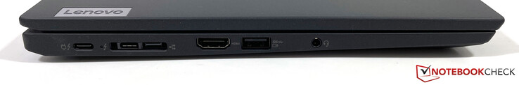 Linkerzijde: 2x USB-C met Thunderbolt 4 (USB 4, 40 Gbps, PowerDelivery 3.0, DisplayPort 1.4a), Ethernet-uitbreiding, HDMI 2.0, USB-A 3.2 Gen.1, stereo-aansluiting van 3,5 mm