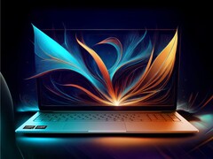 Artistieke weergave van een laptop met een AMD Ryzen AI 400-serieprocessor.