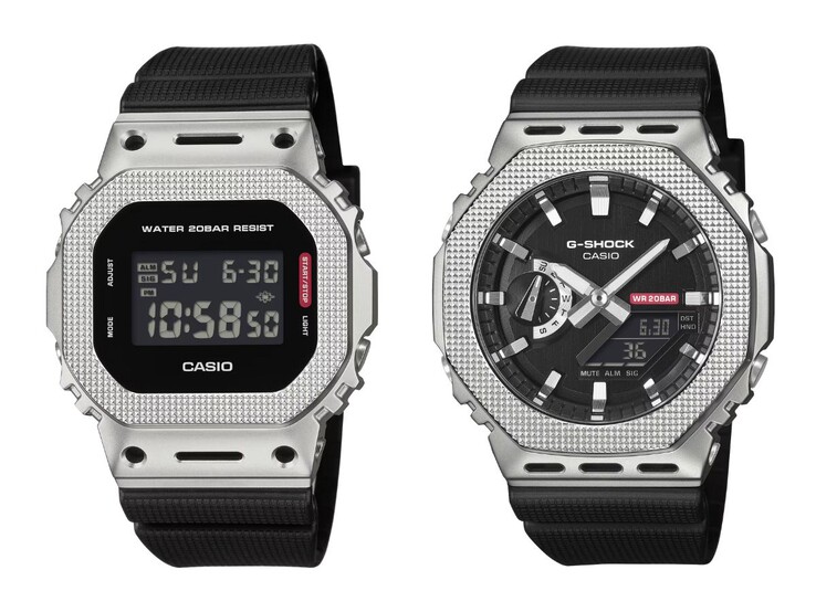 De Casio G-Shock GM-5600M-1 (links) en GM-2100M-1A (rechts). (Afbeeldingsbron: Casio, bewerkt)
