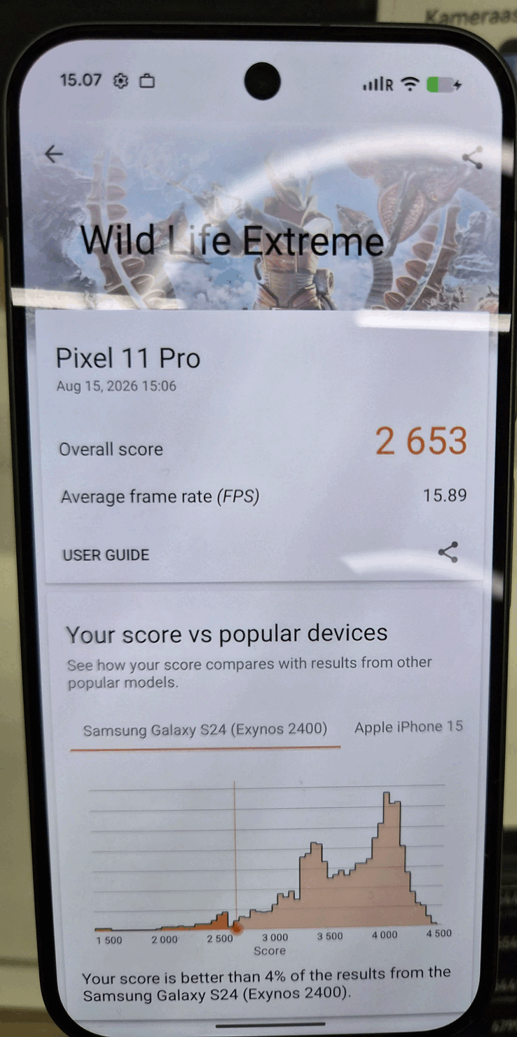 Het resultaat van de Pixel 11 Pro in de modus ‘Wild Life Extreme’