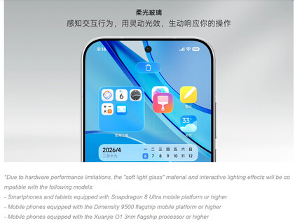 Xiaomi benadrukt welke telefoons compatibel zijn met de „soft light glass“-effecten