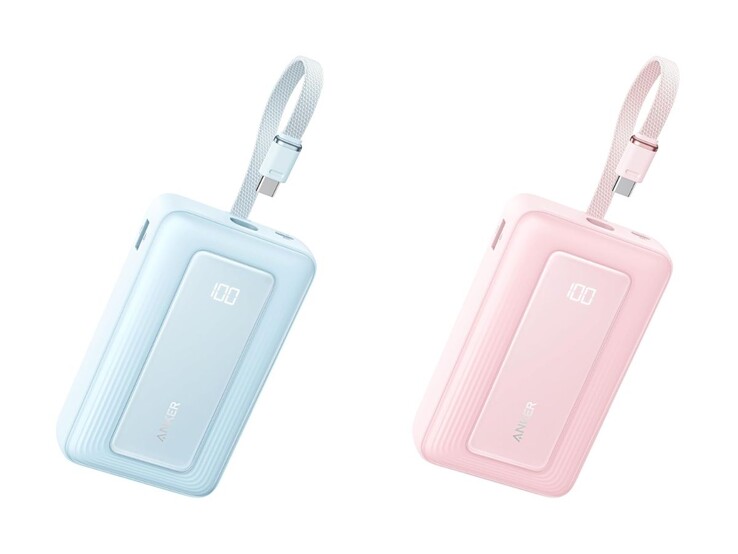 De blauwe (links) en roze (rechts) versies van de Anker Zolo Power Bank (20K, 45W). (Afbeelding bron: Anker)