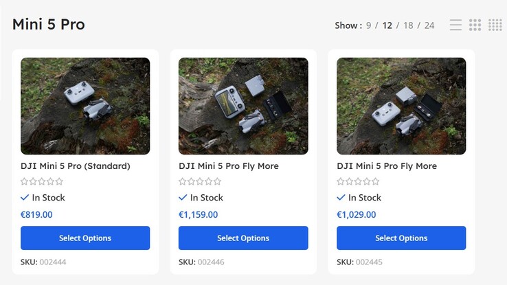 Er zijn al drie DJI Mini 5 Pro-pakketten te bestellen bij een DJI-dealer op Cyprus.
