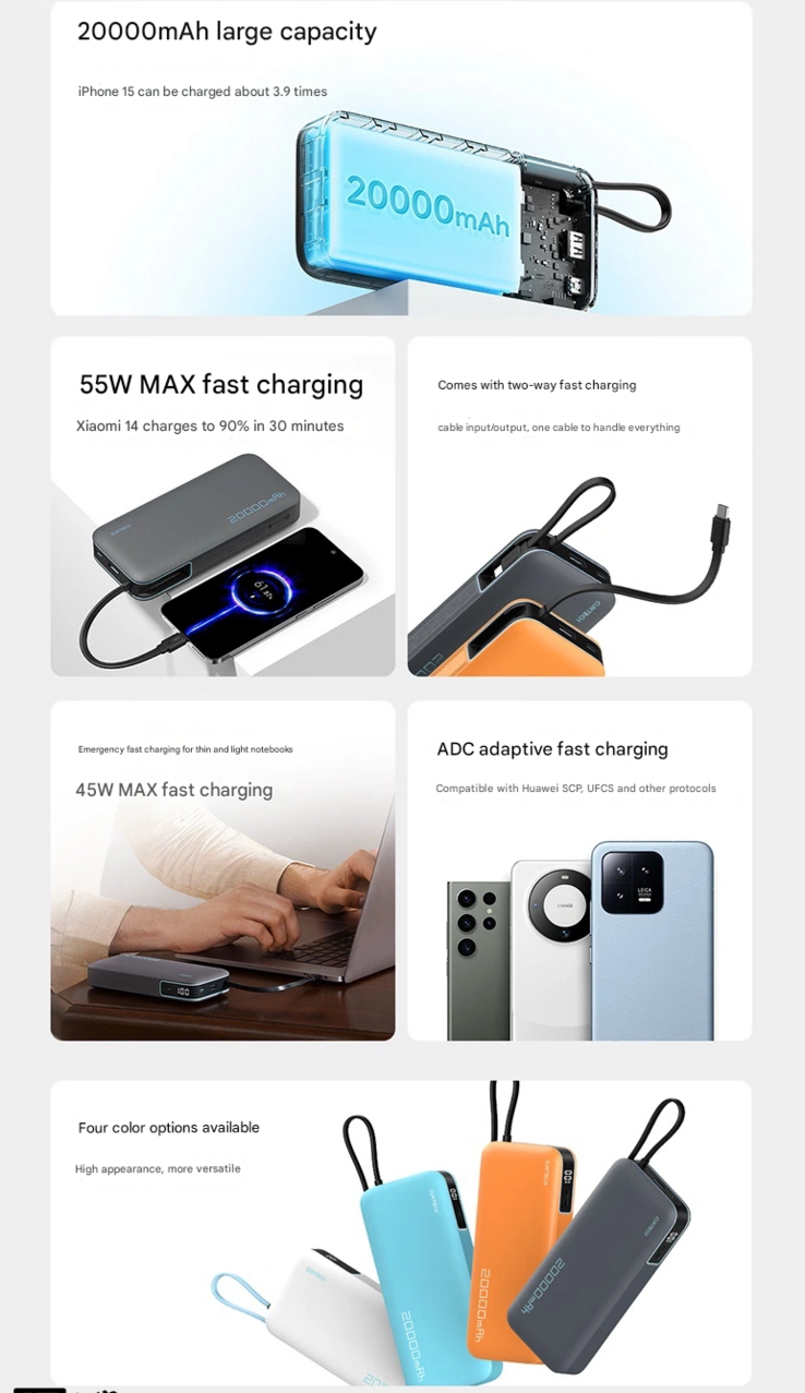 Belangrijkste kenmerken van de powerbank (Afbeelding bron: Cuktech - machine vertaald)