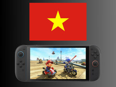 De vlag van Vietnam boven de Nintendo Switch 2 console (Beeldbron: Nintendo of America)