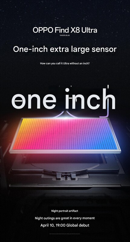 Oppo maakt reclame voor de 1-inch hoofdcamerasensor in de Find X8 Ultra.