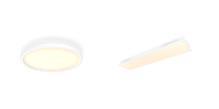Het Philips Hue Aurelle-paneel Rond (links) en Rechthoek (rechts). (Afbeeldingsbron: Philips Hue)