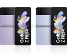 De Galaxy Z Flip4 zal bij de lancering beschikbaar zijn in 71 kleurencombinaties, waaronder de twee hier afgebeelde. (Afbeelding bron: @OnLeaks &amp; GizNext)