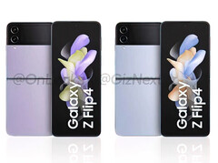 De Galaxy Z Flip4 zal bij de lancering beschikbaar zijn in 71 kleurencombinaties, waaronder de twee hier afgebeelde. (Afbeelding bron: @OnLeaks & GizNext)