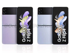 De Galaxy Z Flip4 zal bij de lancering beschikbaar zijn in 71 kleurencombinaties, waaronder de twee hier afgebeelde. (Afbeelding bron: @OnLeaks &amp;amp; GizNext)