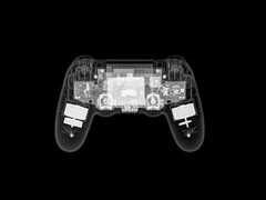 Een röntgenfoto van een PlayStation 3-controller waarop interne onderdelen zichtbaar zijn
