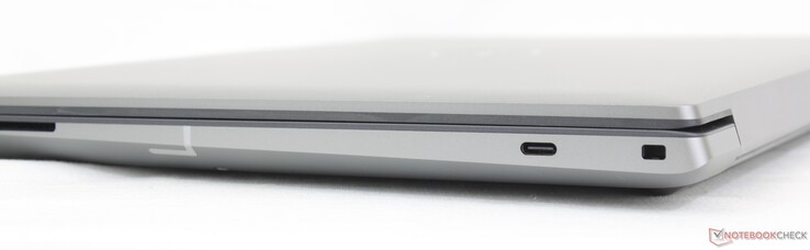 Rechts: SD-lezer (optioneel), USB-C met DisplayPort + Power Delivery, wigvergrendeling