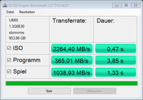 AS SSD bestandskopie testen