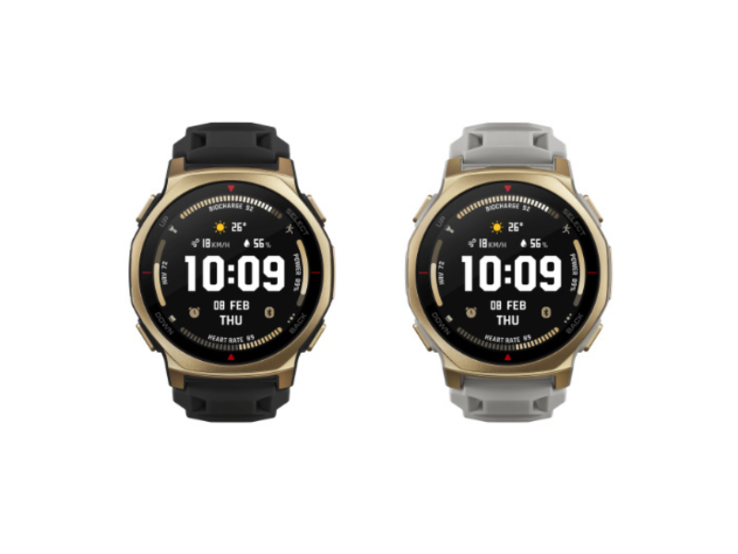 De Black Gold (links) en Arctic Gold (rechts) versies van de Amazfit T-Rex 3 Pro 44 mm smartwatch. (Afbeeldingsbron: Amazfit)