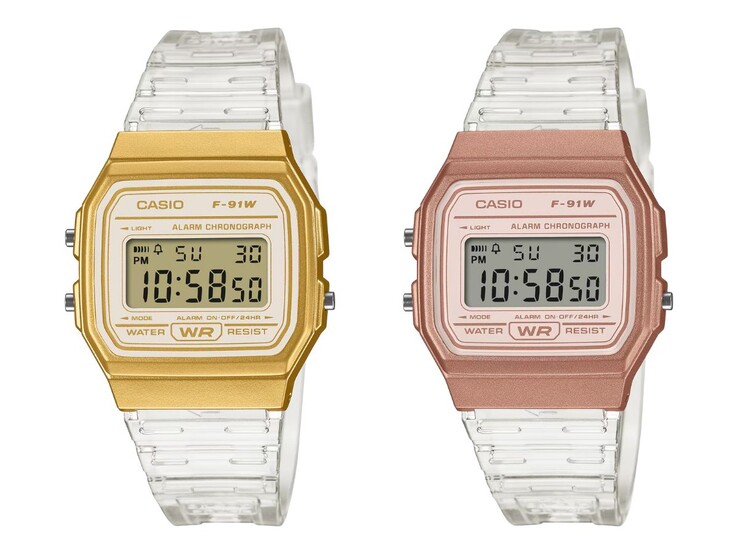 De Casio F-91WS-7A2 (links) en F-91WS-7A3 (rechts) horloges