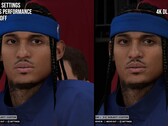 Visueel verschil in de weergave van tekens in NBA 2K27 met en zonder DLSS 5.