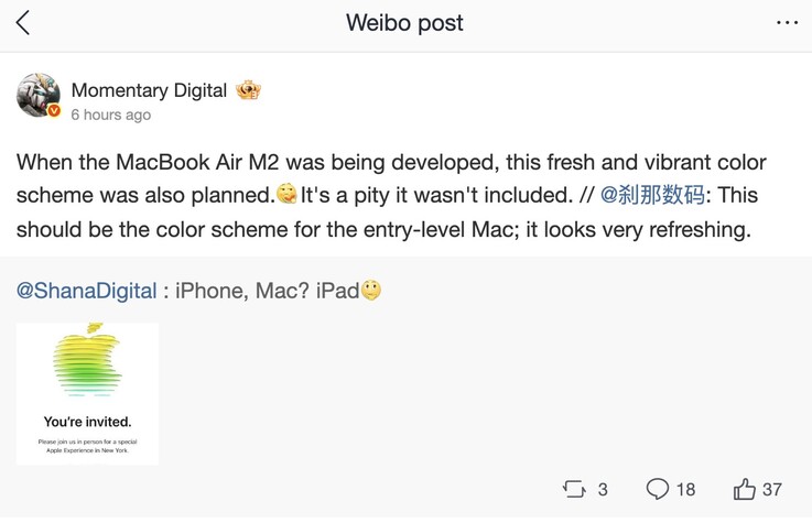 Instant Digital beweert dat Apple had overwogen om de M2 MacBook Air met verschillende kleuropties uit te brengen, zoals herhaaldelijk het gerucht ging.