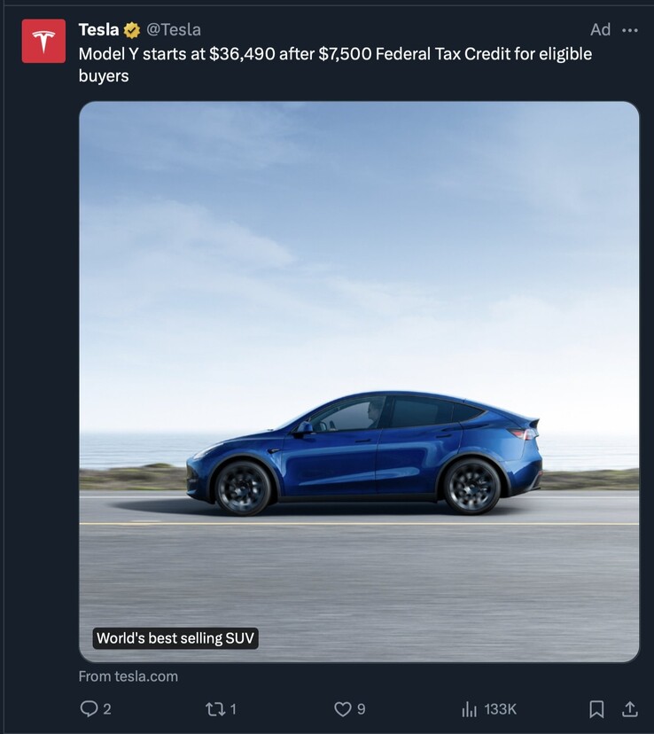 De nieuwe Tesla Model Y reclame gericht op prijs en populariteit