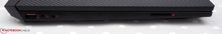 Links: USB 3.1 Gen1 Type-A, 3.5-mm-koptelefoon, 3.5-mm-microfoon, SD-kaartlezer