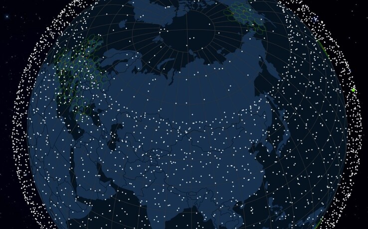 De posities van Starlink-satellieten. (Afbeeldingsbron: satellitemap.space)