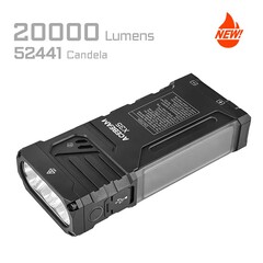 Acebeams X35 met zijverlichting en drie krachtige LED’s aan de voorkant.