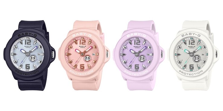 Van links naar rechts: de Casio BGA-15K-2A, BGA-15K-4A, BGA-15K-6A en BGA-15K-7A horloges