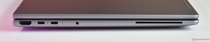 links: HDMI, 2x Thunderbolt 4, 3,5 mm audio, smartcardlezer