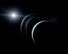 Een illustratie van een kunstenaar met Uranus en enkele ringen.