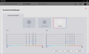 Handmatig instelbare ventilatorcurves