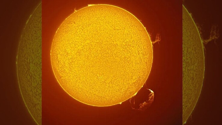 Een protuberans en een coronale massa-ejectie op het oppervlak van de Zon. (Afbeeldingsbron: Maximilian Teodorescu)