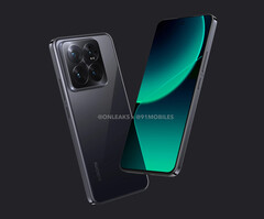 De Xiaomi 14 Pro heeft naar verwachting een aangepast ontwerp met vier camera's aan de achterkant. (Afbeeldingsbron: @OnLeaks & 91mobiles)