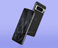 De Pixel 8 Pro zal een van de twee apparaten zijn die later dit jaar worden gelanceerd met de Tensor G3. (Afbeeldingsbron: @OnLeaks & SmartPrix)