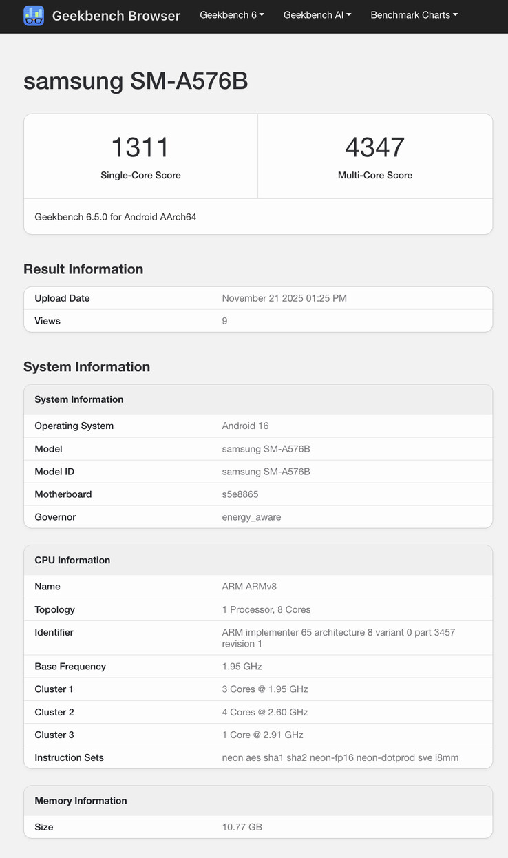 (Afbeeldingsbron: Geekbench)