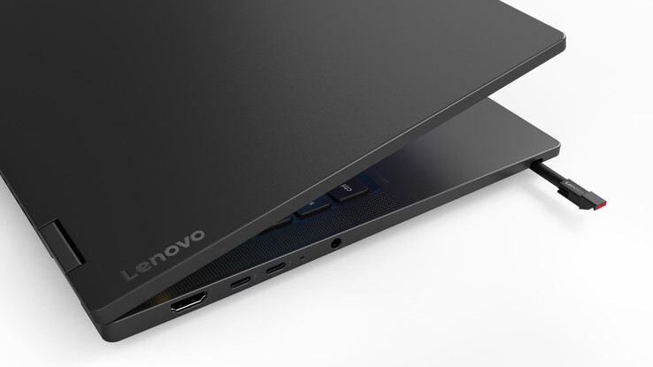 De ThinkPad T14s 2-in-1 Gen 2 heeft ook een ingebouwde penhouder. Magnetische pen afzonderlijk verkrijgbaar.
