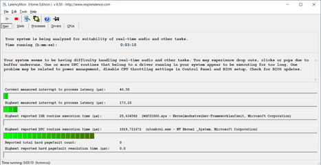 LatencyMon WLAN gedeactiveerd