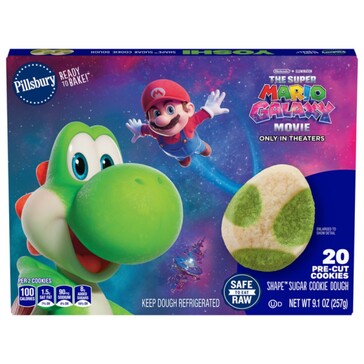 De voorkant van de Super Mario Galaxy Movie Pillsbury koekjesdeegverpakking (Afbeelding bron: Tops Friendly Markets)
