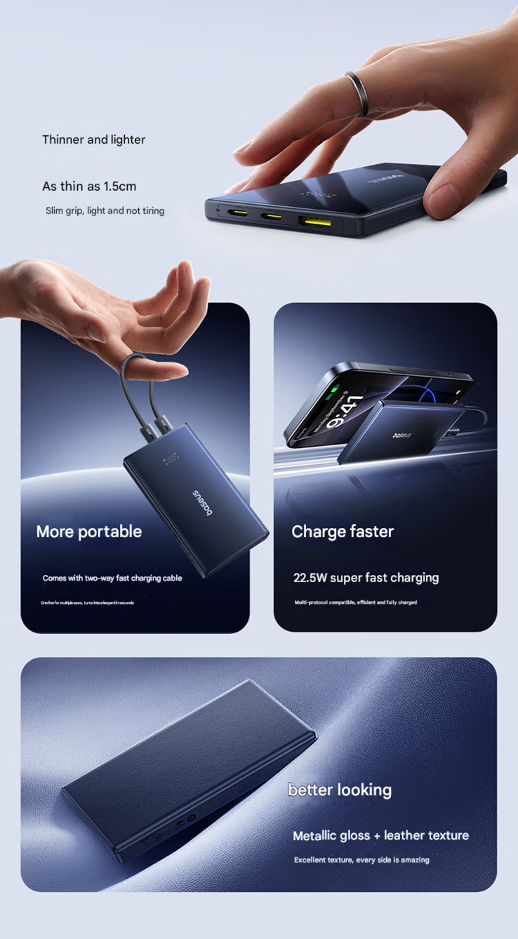 Belangrijkste kenmerken van de powerbank (Afbeelding bron: Baseus - machine vertaald)