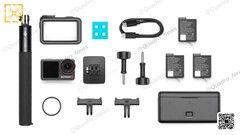 De DJI Osmo Action 5 Pro zal voorzien zijn van 3 batterijen voor langere opnamesessies. (Afbeeldingsbron: @Quadro_News via Twitter/X)