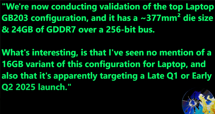 Nvidia GeForce RTX 5090 laptopspecificaties (afbeeldingsbron: Moore's Laws is Dead op YouTube)