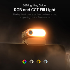 De Hohem iSteady M7 AI smartphone gimbal heeft een afneembaar CCT/RGB invullicht (Afbeelding bron: Hohem)
