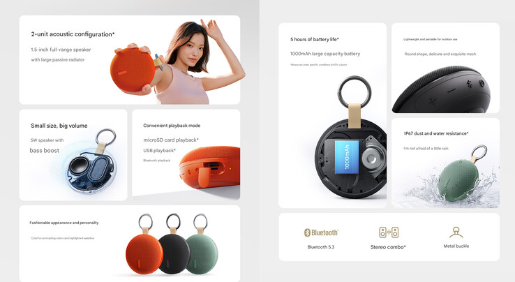 Belangrijkste kenmerken van de Redmi Bluetooth Speaker 2 (Afbeelding bron: Xiaomi - machine vertaald)