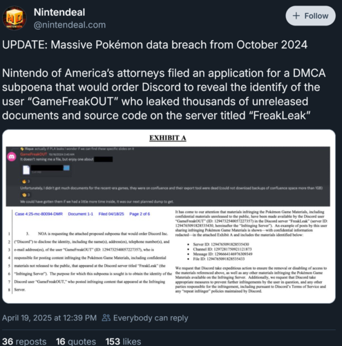 Nintendeal Bluesky bericht over Nintendo Teraleak dagvaarding (Afbeelding bron: screenshot, Nintendeal Bluesky account)