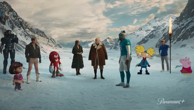 Paramount+ trok de aandacht met de Super Bowl-advertentie van vorige maand waarin Jean-Luc Picard schouder aan schouder stond met Peppa Pig, en Master Chief met Knuckles - maar dat is een hoop geld dat verspild wordt om te zeggen "kijk eens hoeveel spullen we hebben". (Afbeelding: Paramount+)