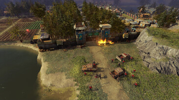 Een afbeelding die een gevecht in „Surviving the Aftermath“ toont.