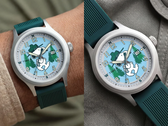 Het Timex-woordmerk is naar beneden en naar links verschoven, waarschijnlijk om ruimte vrij te maken voor de illustratie.