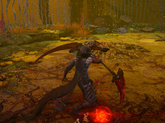 De hoofdrolspeler van Ninja Gaiden 4, Yakumo, hanteert zijn nieuwe wapen dat hij heeft gekregen in de Two Masters DLC: een transformerende zeis met twee snijkanten die naadloos toegankelijk is in het midden van de combo, naast de andere vijf wapens in zijn arsenaal.