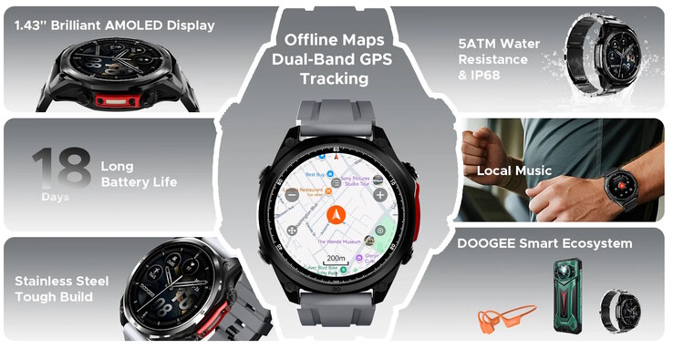 De smartwatch beschikt over een groot aantal functies (Afbeelding bron: Doogee)